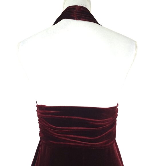 Laundry By Shelli Segal Velvet Maxi Dress Womens Size 4 Burgundy Halter Formal - Picture 6 of 14